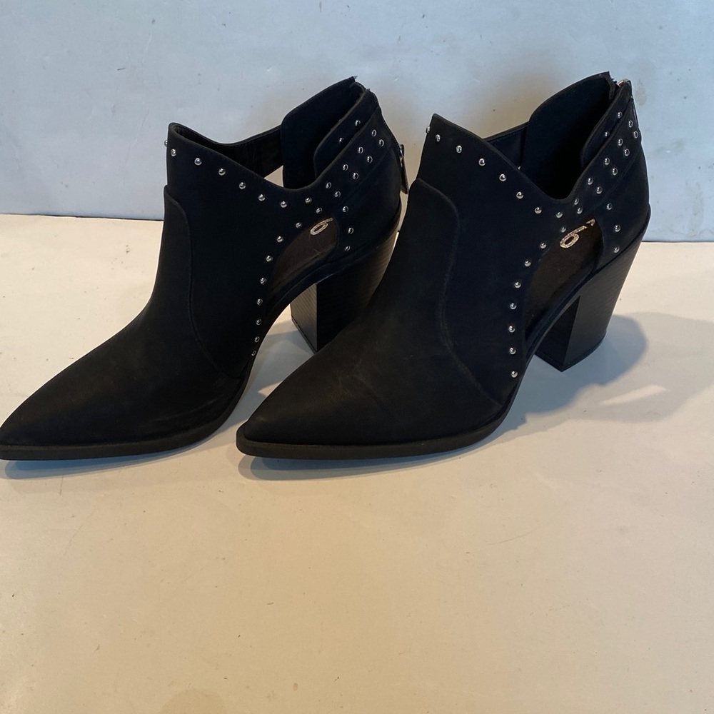 MIX NO. 6 Black Faux Leather Studded Ankle Booties - Picture 3 of 8